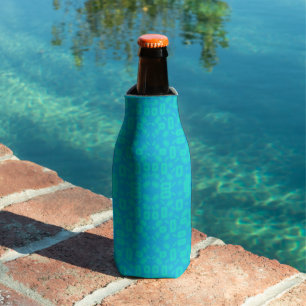 Enfriador De Botellas Arte abstracto de patrón de vidrio esmerilado turq