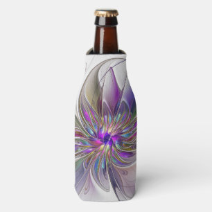 Enfriador De Botellas Arte abstracto fractal de flor energético y colori