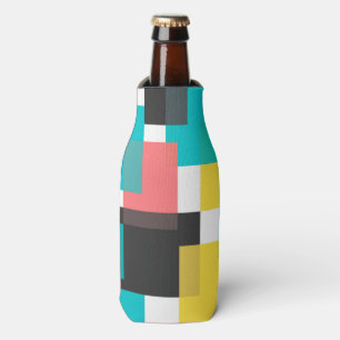 Enfriador De Botellas Arte de formas geométricas, coloridas, frescas, mo