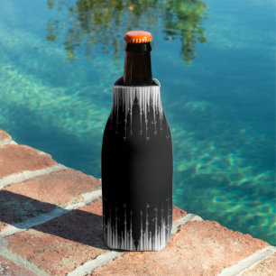 Enfriador De Botellas Arte de rayas de línea circular hipnótica en blanc