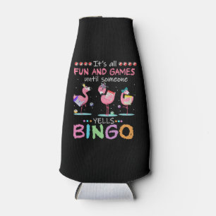 Enfriador De Botellas Arte de regalos divertidos de Bingo Flamingo Rosa