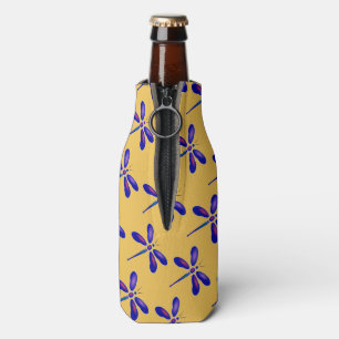 Enfriador De Botellas Arte digital de libélula púrpura con amarillo