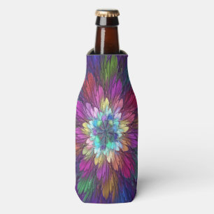 Enfriador De Botellas Arte fractal abstracto de flor psicodélica colorid