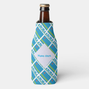 Enfriador De Botellas Aruba Bandera Arubana Azul Personalizada Tiled 