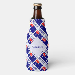 Enfriador De Botellas Australia Bandera Australiana Tiled Azul Personali