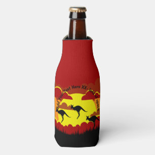 Enfriador De Botellas Australia Kangaroo Red Black Yellow Stubby Holder