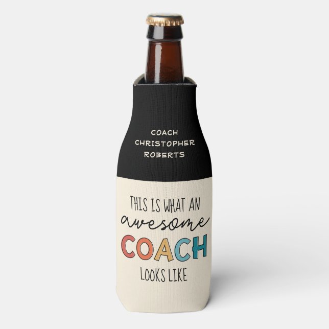 Enfriador De Botellas Awesome Coach | Mejor Entrenador personalizado de  (Frente de la botella)