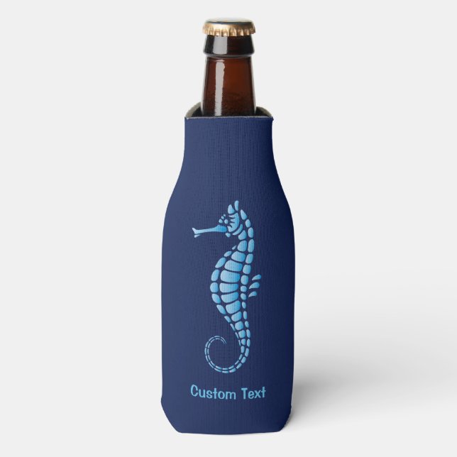 Enfriador De Botellas Azul caballito de mar (Frente de la botella)