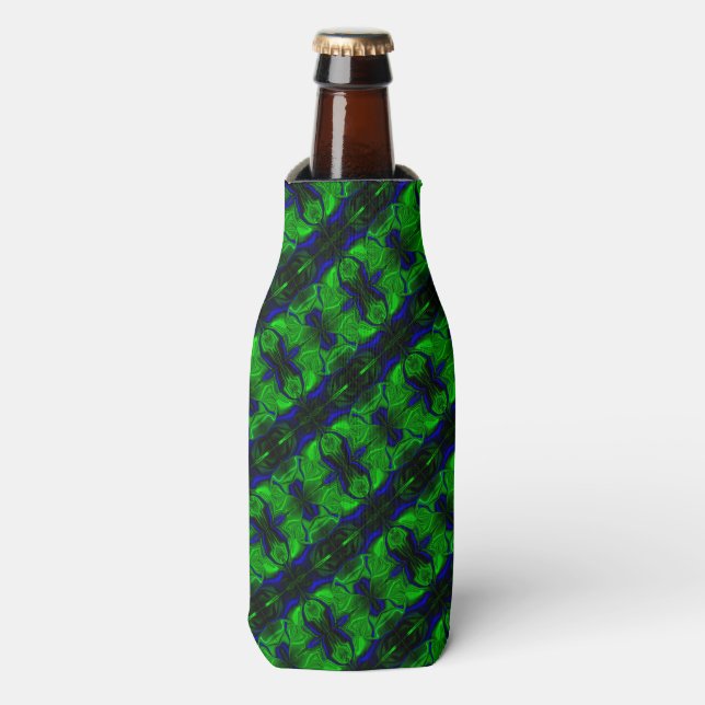 Enfriador De Botellas Azul con trazos entrelazados 'flotantes' (Frente de la botella)