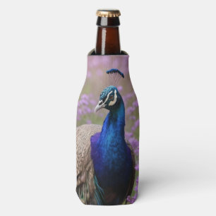 Enfriador De Botellas Azul Real: Pavo Real Azul En Campo De Lavanda,
