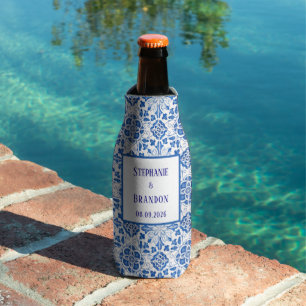 Enfriador De Botellas Azulejos portugueses boda mediterránea azul