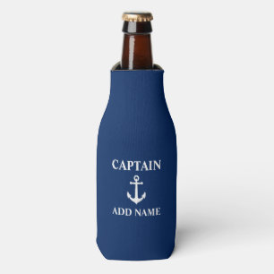 Enfriador De Botellas Azules marinos de capitán Add Name Boat Name del
