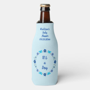 Enfriador De Botellas Baby Shower Blue Baby Boy Butterflies and Flowers