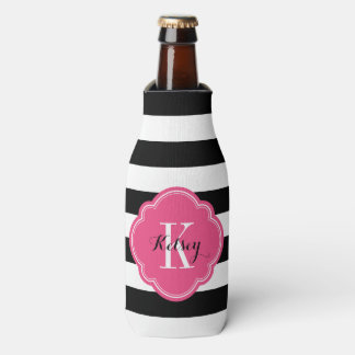 Enfriador De Botellas Bandas precoces de color negro y rosa caliente Mon