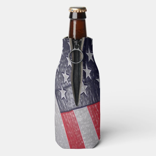 Enfriador De Botellas Bandera americana dimensional (Reverso de la botella)