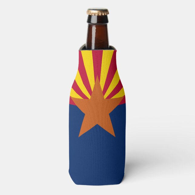 Enfriador De Botellas Bandera de Arizona: Poniendo a Star Sun, el Estado (Frente de la botella)
