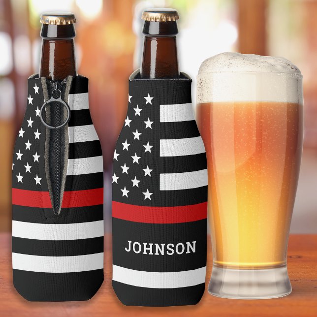 Enfriador De Botellas Bandera de bomberos personalizada y línea roja del (Subido por el creador)