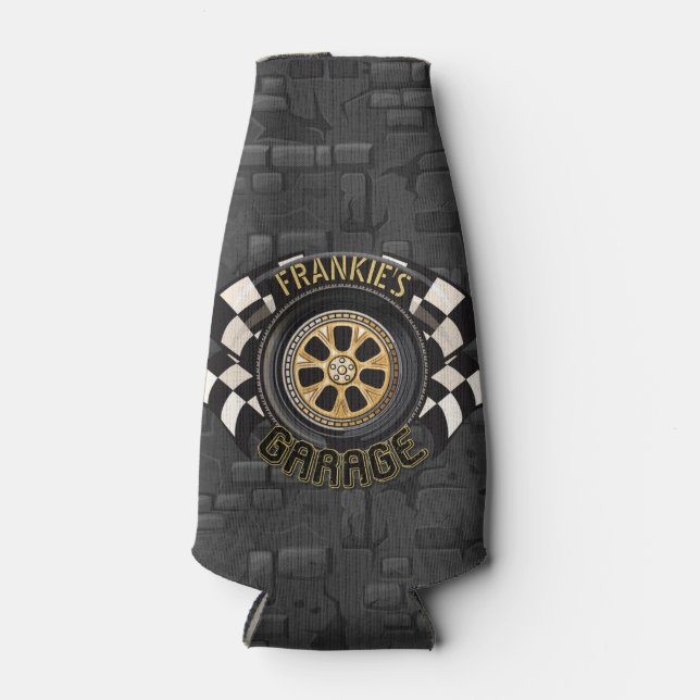 Enfriador De Botellas Bandera de carreras personalizada Hot Rod Muscle C (Anverso)