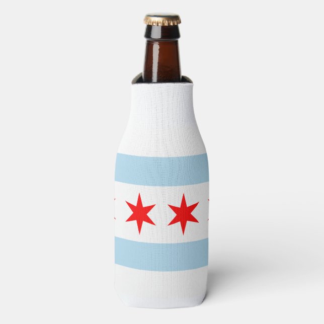 Enfriador De Botellas Bandera de la ciudad de Chicago (Frente de la botella)