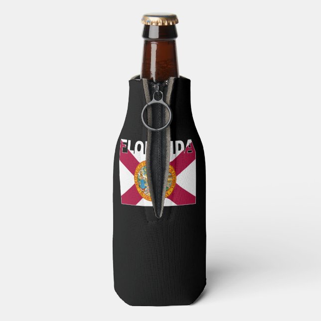 Enfriador De Botellas Bandera de texto de Florida (Reverso de la botella)