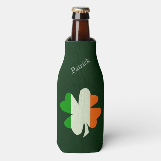 Enfriador De Botellas Bandera irlandesa Shamrock personalizado (Frente de la botella)