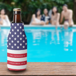 Enfriador De Botellas Bandera Roja Blanca y Azul Patriótica Personalizad