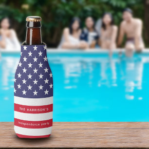Enfriador De Botellas Bandera Roja Blanca y Azul Patriótica Personalizad