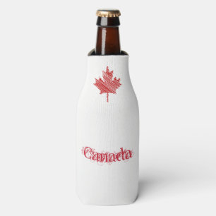 Enfriador De Botellas Bandera roja y blanca de la hoja de arce del día