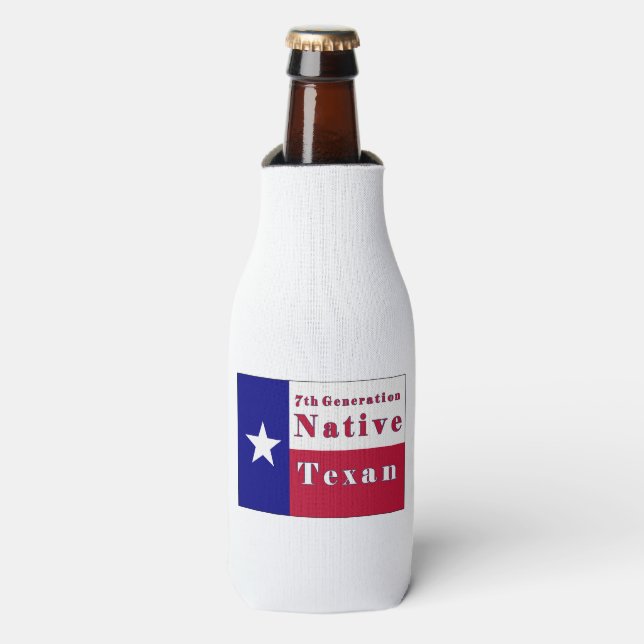 Enfriador De Botellas Bandera texana nativa de 7 generaciones (Frente de la botella)