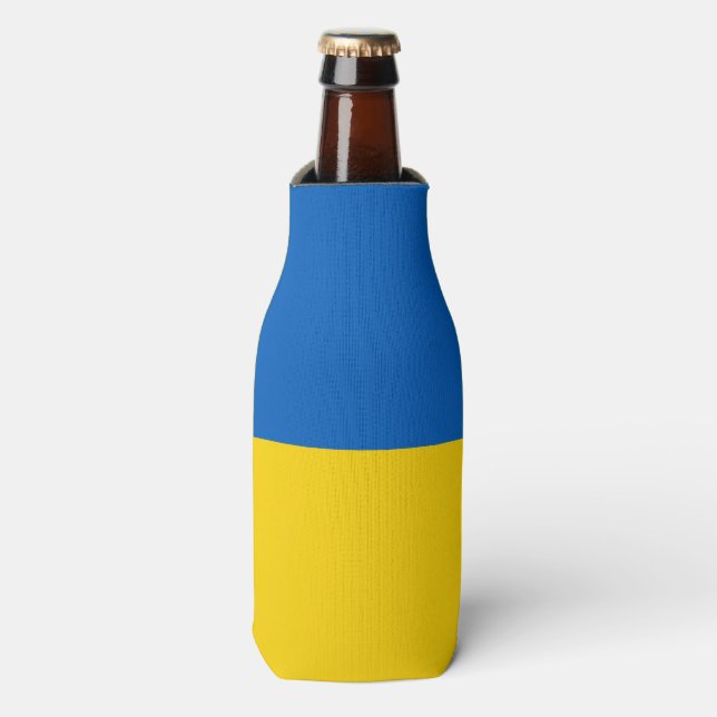 Enfriador De Botellas Bandera ucraniana azul amarillo apoyo ucraniano (Frente de la botella)