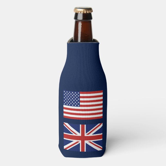 Enfriador De Botellas Banderas de Reino Unido y Estados Unidos. (Frente de la botella)