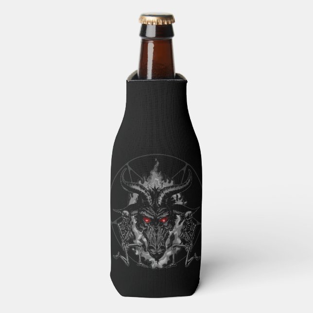 Enfriador De Botellas Baphomet Pentagram Negro Metalizado (Frente de la botella)