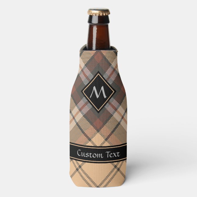 Enfriador De Botellas Beige y tartán marrón (Frente de la botella)