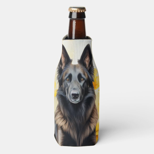 Enfriador De Botellas Belgian Tervuren Dog Lover and Poppies (Frente de la botella)