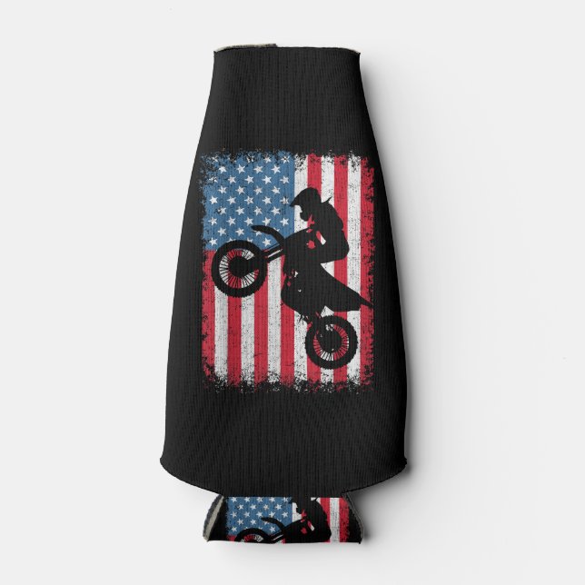 Enfriador De Botellas Bicicleta Sucia Bandera Estadounidense Motocross B (Anverso)