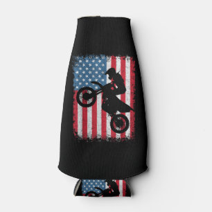 Enfriador De Botellas Bicicleta Sucia Bandera Estadounidense Motocross B