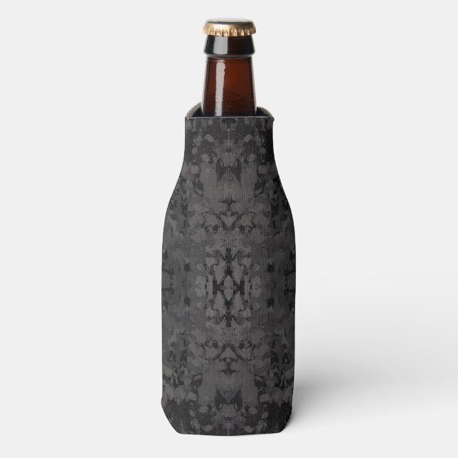 Enfriador De Botellas Black And Gray Abstract Graphic Art Design (Frente de la botella)