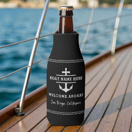 Enfriador De Botellas Black Nautical Welcome Aboard Boat Name Anchor