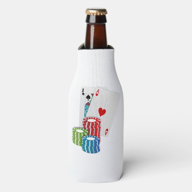 Enfriador De Botellas Blackjack con fichas de póker (Frente de la botella)