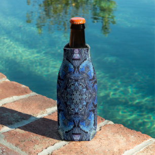 Enfriador De Botellas Blue Lotus Mandala - Bottle Coozie