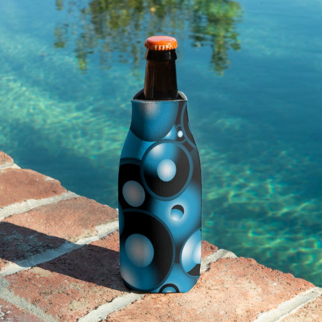 Enfriador De Botellas Blues Círculo concéntrico Arte abstracto orbital (Piscina in situ)