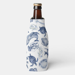 Enfriador De Botellas Boda Acuarela Moderna Costera Azul de Playa