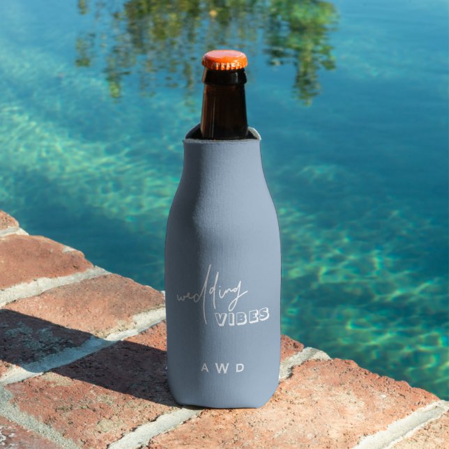 Enfriador De Botellas Boda azul turbio con tipografía blanca (Piscina in situ)