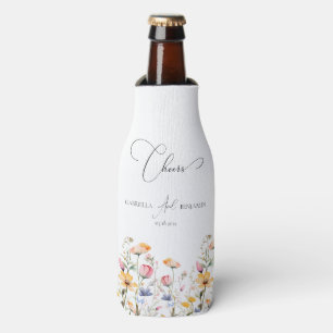Enfriador De Botellas Boda de flores silvestres pradera acuarela