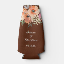 Enfriador De Botellas Boda floral de terracota oxidada