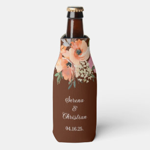 Enfriador De Botellas Boda floral de terracota oxidada