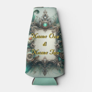 Enfriador De Botellas Boda Floral Steampunk Green y Silver