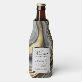 Enfriador De Botellas Boda Geode de Oro y Agate Gris Modernos