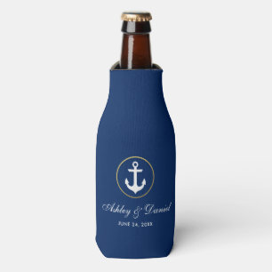 Enfriador De Botellas Boda Náutico Marina Oro Azul