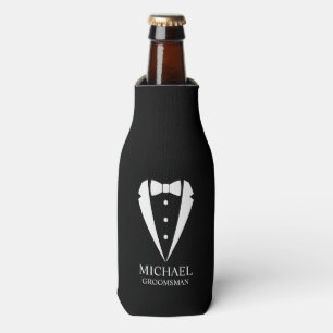 Enfriador De Botellas Boda negro Tuxedo Suit Groomsmen personalizado